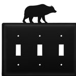 Triple Switch Wall Cover Bear Wildlife Wrought Iron Design