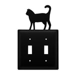 Farmhouse Cat Double Switch Plate Decorative Metal Cover