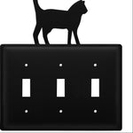 Triple Switch Cover – Wrought Iron Cat Silhouette Plate