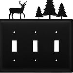 Wrought Iron Deer and Pine Trees Triple Switch Plate