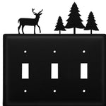 Triple Switch Cover Wildlife Deer and Trees Design Wrought Iron