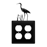 Decorative Double Outlet Cover with Heron Silhouette