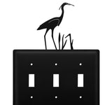Beach House Heron Triple Switch Plate Wrought Iron Wall Cover 8.13 H Decorative Coastal Home Decor by Village Wrought Iron Inc.