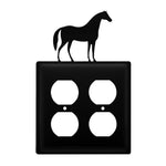 Double Horse Decorative Outlet Cover – Metal Wall Plate