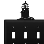 Wrought Iron Lighthouse Triple Switch Cover Nautical Design 7.25 H Decorative Wall Plate for Beach Interiors by Village Wrought Iron Inc.