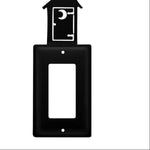 Single GFI Wall Cover – Outhouse Wrought Iron Design – 7.38 Inch Height – For Cabin and Rustic Homes – by Village Wrought Iron