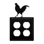 Rooster Decorative Double Outlet Cover Metal Wall Plate