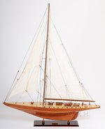 48.5 Inch Wooden Shamrock Sailboat – Classic J-Class Yacht Model for Home Decor