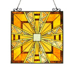 Chloe Lighting Mission-Style Stained Glass Panel – 24.5″×26″ Window Insert