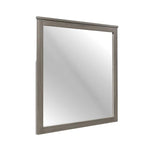 Benzara Square Wooden Frame Mirror with Grain Details, Dark Gray and Silver