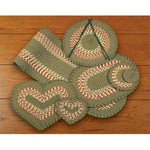 Earth Rugs C-09 Green/Burgundy Oval Table Runner 13``x48``