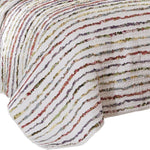 Benzara Five Piece Queen Size Cotton Quilt Set with Sewn Floral Ruffles, Multicolor