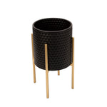 Sagebrook Home 12629-11 Honeycomb Planter On Metal Stand, Set of 2
