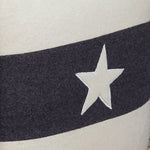 Benzara Square Shaped Pouf with Hand Quilting and Star Design, White and Black