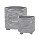 Sagebrook Home Set of 2 Footed Planter W/ Lines 6/8