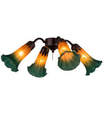 Meyda Lighting 162971 19"W Amber/Green Pond Lily 4 LT Fan Light Ceiling Fixture