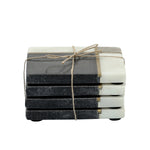 Sagebrook Home 16482-02 Marble, Set of 4 Coasters With Inlay, White