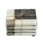 Sagebrook Home 16482-02 Marble, Set of 4 Coasters With Inlay, White/Black