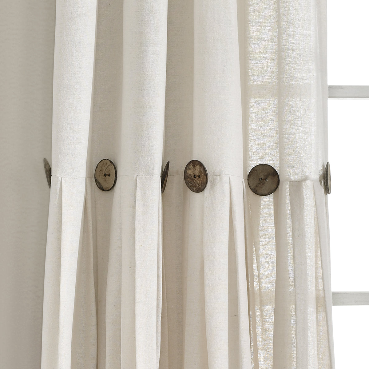 Lush Decor Linen Button Window Curtain Panels Single Off White – Uber Bazaar