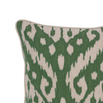 Benzara BM228772 Fabric Throw Pillow Printed Ikat Pattern and Piped Stitching, Green