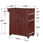 Better Home 2129-MAH-SHELBY Shelby Rolling Kitchen Cart With Storage Cabinet - Mahogany
