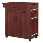 2129-MAH-SHELBY Shelby Rolling Kitchen Cart With Storage Cabinet - Mahogany