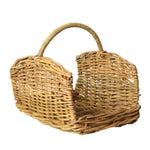 Benzara Rattan Woven Basket with Curved Top Handle, Set of 2, Brown