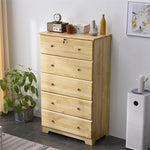 PineChest-5D Isabela Solid Pine Wood 5 Drawer Chest Dresser In Natural
