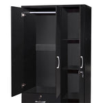 NW337-Black Symphony Wardrobe Armoire Closet With Two Drawers In Black