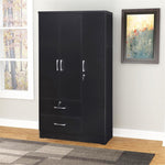 Products NW337-Black Symphony Wardrobe Armoire Closet With Two Drawers In Black