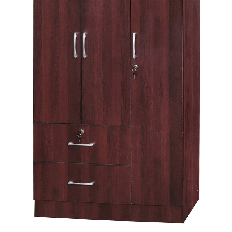 Wooden Rustic Style 6 Drawers Dresser In Mahogany Finish, Brown