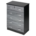 Better Home WC5-Ebony Cindy 5 Drawer Chest Wooden Dresser With Lock In Ebony
