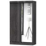 Better Home NW40-M-Gray Mirror Wood Double Sliding Door Wardrobe In Gray
