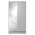 Better Home W40-M-LG Mirror Wood Double Sliding Door Wardrobe In Light Gray