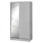 W40-M-LG Mirror Wood Double Sliding Door Wardrobe In Light Gray