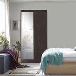 Better Home Products W40-M-Tob Mirror Wood Double Sliding Door Wardrobe In Tobacco