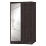 Better Home Products W40-M-Tob Mirror Wood Double Sliding Door Wardrobe In Tobacco
