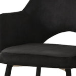 Benzara Velvet Padded Accent Chair with Open Back and Angled Legs, Black and Gold