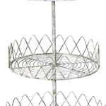 Benzara 3 Tier Metal Wire Stand with Lattice Design Sides, Antique White