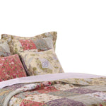 Benzara Chicago 5 Piece Fabric King Size Quilt Set with Jacobean Prints, Multicolor