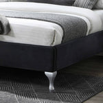 Better Home Products CLEO-50-BLK Cleopatra Crystal Tufted Velvet Platform Queen Bed In Black