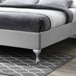 Better Home Products CLEO-50-GRY Cleopatra Crystal Tufted Velvet Platform Queen Bed In Gray