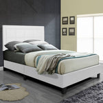 Better Home Products ELGNT-50-WHT Elegant Faux Leather Upholstered Panel Bed Queen In White
