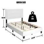 Better Home Products ELGNT-50-WHT Elegant Faux Leather Upholstered Panel Bed Queen In White