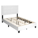 Better Home Products ELGNT-50-WHT Elegant Faux Leather Upholstered Panel Bed Queen In White