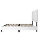Better Home Products ELGNT-50-WHT Elegant Faux Leather Upholstered Panel Bed Queen In White