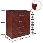 Better Home Products LD4-LIZ-MAH Liz Super Jumbo 4 Drawer Storage Chest Dresser In Mahogany