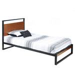 Better Home Products MAXIMO-33 Maximo Metal And Wood Platform Bed Frame Twin Brown Oak