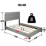Better Home NAPOLI-46-GRY Napoli Faux Leather Upholstered Platform Bed Full Gray