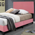 NORA-33-PNK Nora Faux Leather Upholstered Twin Panel Bed In Pink